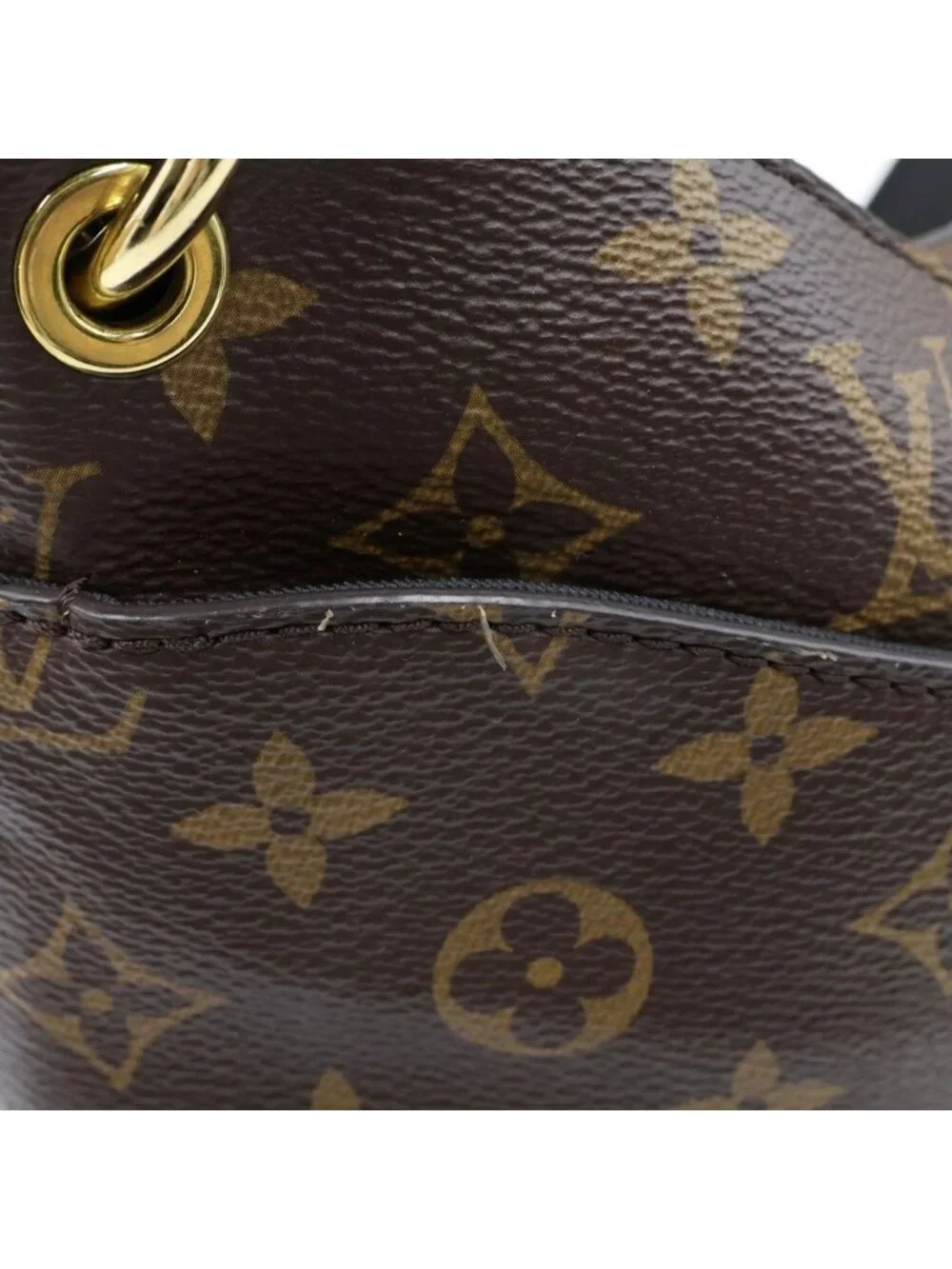 Louis Vuitton Monogram Odeon NM PM Shoulder Bag Brown Black Leather Gold